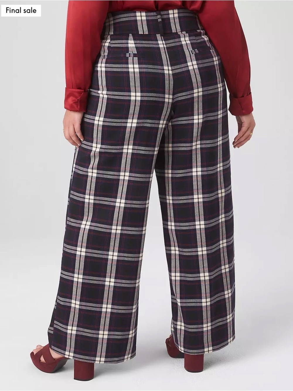 NWT Lane Bryant 24 Long Wide Leg Signature Dress Pants 24L Blue Plaid High Rise - Picture 5 of 14